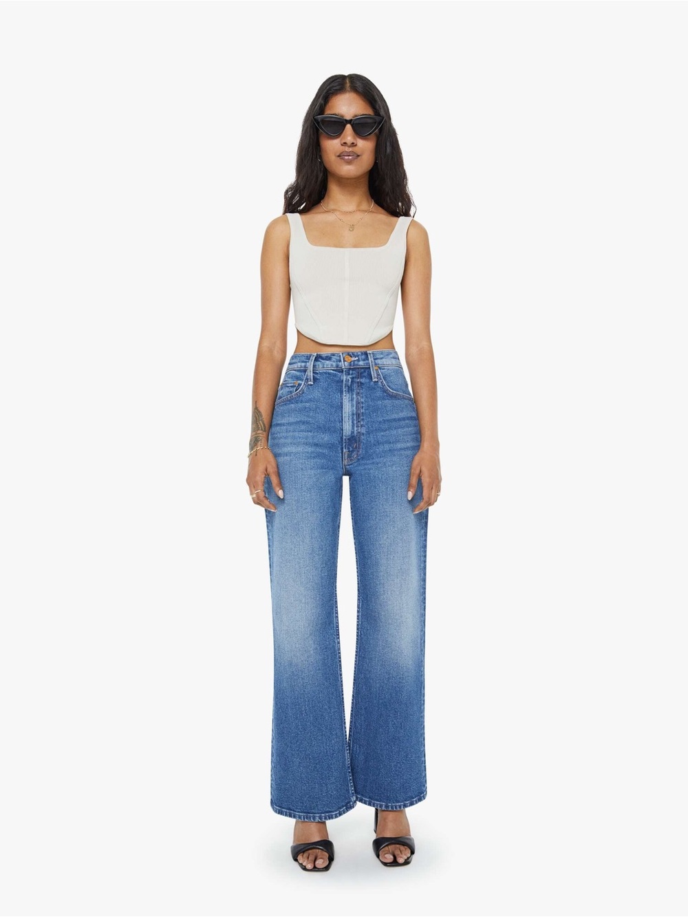 Lil MOTHER Blue High-Rise Wide Leg Jeans. Lil Bookie Sneak